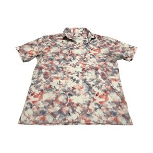 Rhoback Mens Performance Polo Shirt Large L Red White Blue Tie Dye Patriotic USA